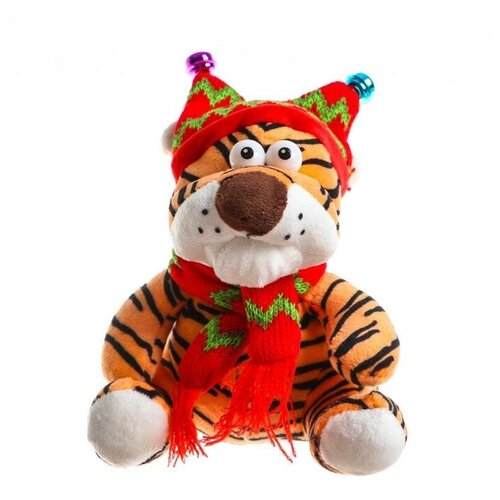 фото Мягкая игрушка "тигр в шапке" 15 см сима-ленд