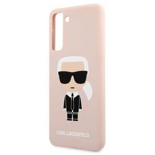 фото Силиконовый чехол-накладка для samsung galaxy s21+ karl lagerfeld liquid silicone iconic karl hard, розовый