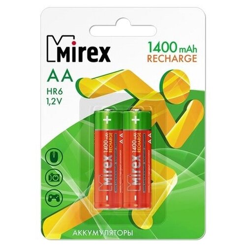 фото Аккумулятор аа mirex hr6 1400ма-ч ni-mh в блистере 2шт.