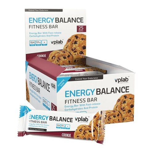 фото Батончик протеиновый vplab nutrition energy balance fitness bar, печенье 35гр. 25 штук