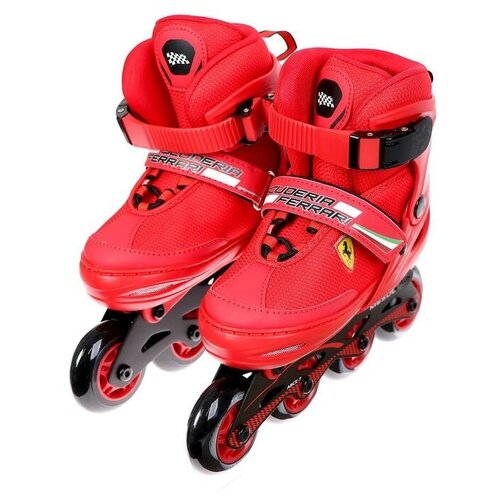 фото Ferrari роликовые коньки ferrari р. 34-37, колеса pu, abec 7, цвет красный