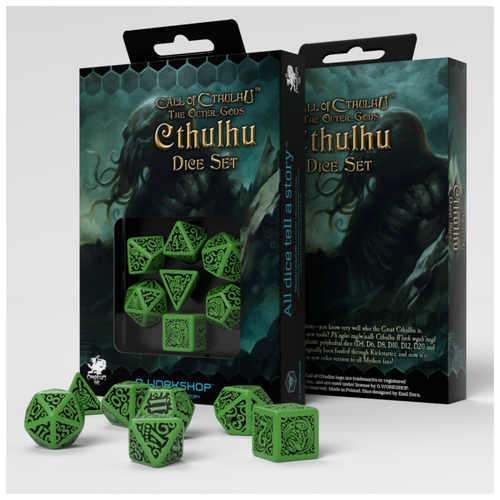 фото Набор кубиков для настольных ролевых игр (dungeons and dragons, dnd, d&d, pathfinder) - the outer gods cthulhu dice set q workshop