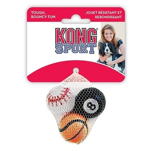 фото Набор игрушек для собак air sport "теннисный мяч", 4 см, очень маленький (в комплекте 3 штуки), без пищалки kong