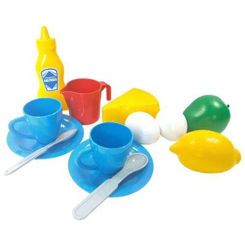 фото Набор игровой "завтрак на двоих" 13 элементов посуда, продукты green plast