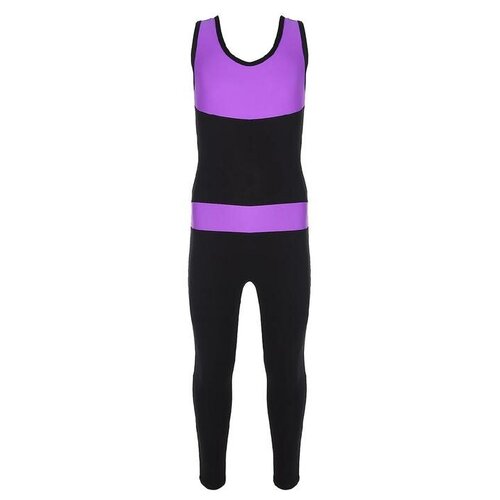 фото Grace dance комбинезон гимнастический со вставками (gd2002), цвет чёрный/фиолетовый, размер 32