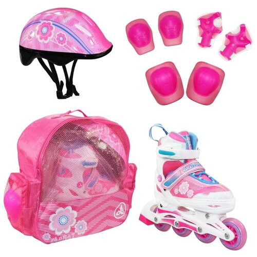 фото Alpha caprice набор роликов floret коньки, защита, шлем white-pink-blue