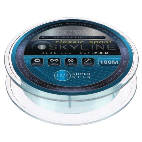 фото Леска sprut skyline fluorocarbon composition evotech classic blue 0,145 мм, 100 м mikimarket