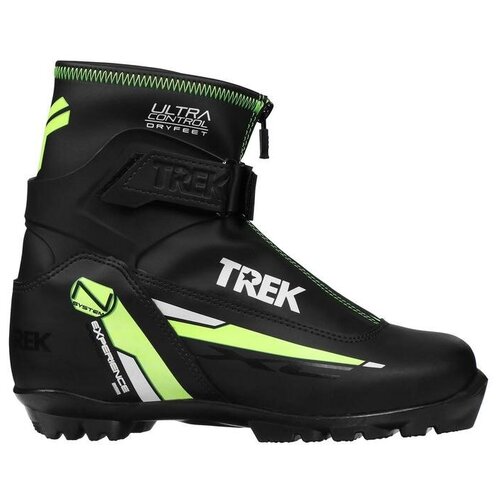 фото Trek ботинки лыжные trek experience 1 nnn ик, цвет чёрный, лого зелёный неон, размер 44