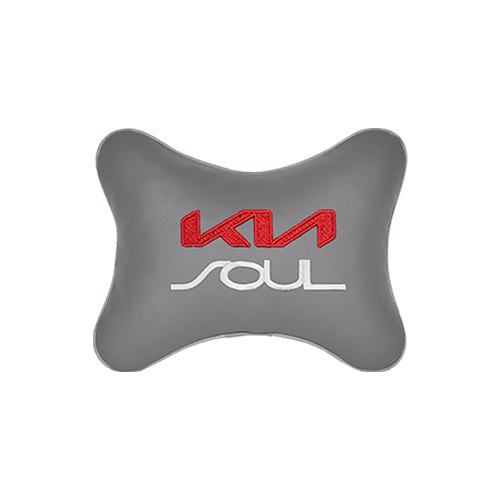 фото Подушка на подголовник экокожа l. grey с логотипом автомобиля kia soul vital technologies