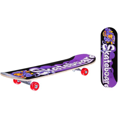 фото Скейтборд деревянный с принтом, колеса pvc без света, стойка: алюминиевая, подшипники abec 5, размер . игротрейд