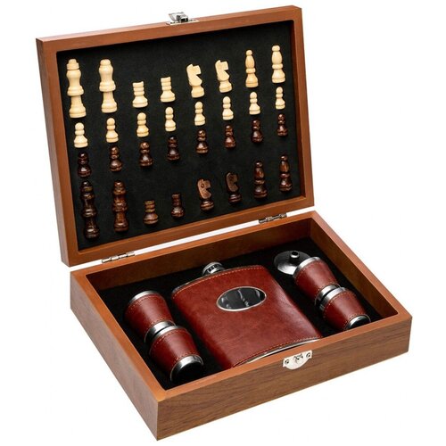 фото Подарочный набор с шахматами, флягой, 4 стопками, воронкой/ подарок мужчине gt