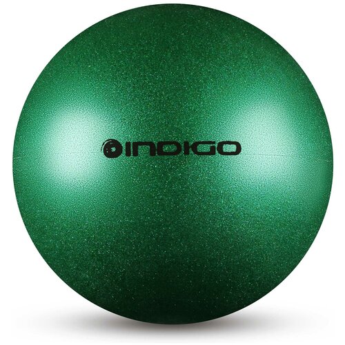 фото Мяч для художественной гимнастики indigo металлик 400 г, in118, зеленый с блетками, 19 см
