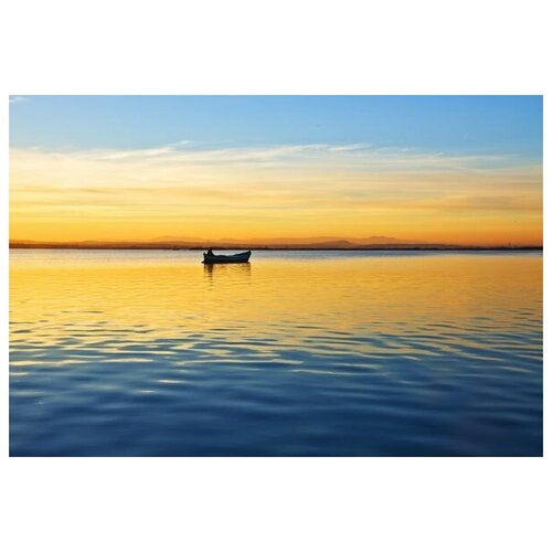 фото Постер на холсте лодка на озере (boat on the lake) №1 89см. x 60см. твой постер