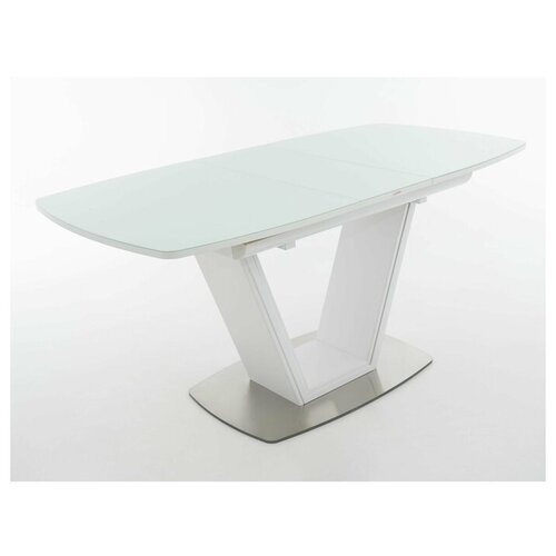 фото Стол обеденный севилья пм стекло белое ноги белые/стол белый/стол раскладной/стол кухонный/стол модерновый evita
