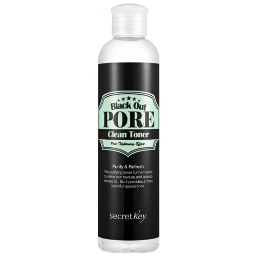 Купить Secret Key Тонер с древесным углем для очищения и сужения пор - Black out pore clean toner, 250мл