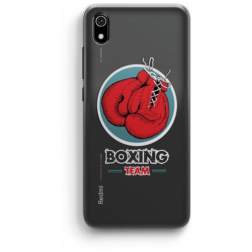 фото Силиконовый чехол xiaomi redmi 7a / сяоми редми 7a "boxing team", прозрачный exsport