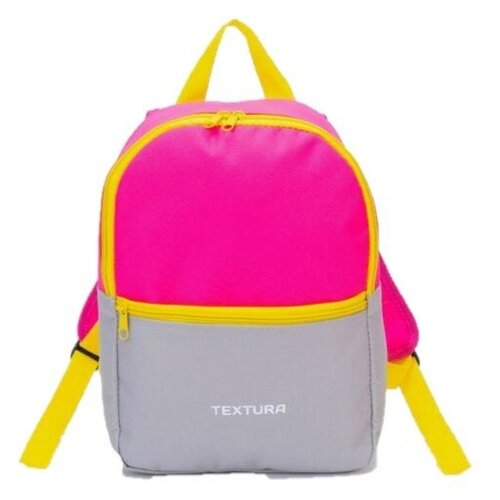 фото Детский рюкзак textura с карманом на молнии 22х30х9см розовый/нейтральный серый