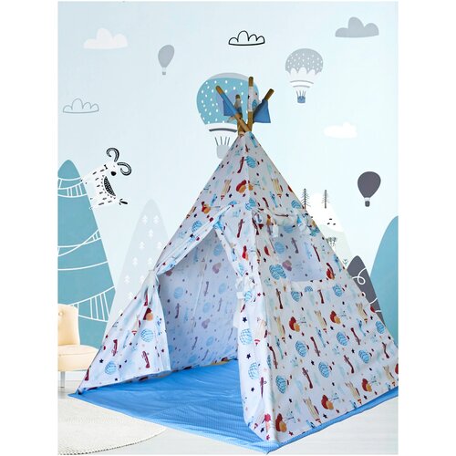 фото Вигвам детский "вверх" с ковриком / вигвам для детей / игровая палатка / детский домик доммой