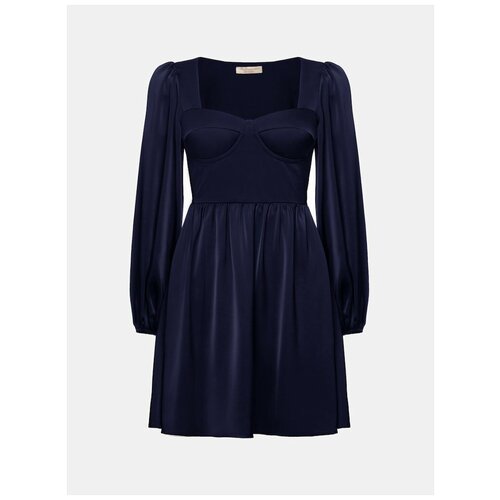 фото Lichi платье мини с корсетным лифом и рукавами-буфами, цвет синий, размер s