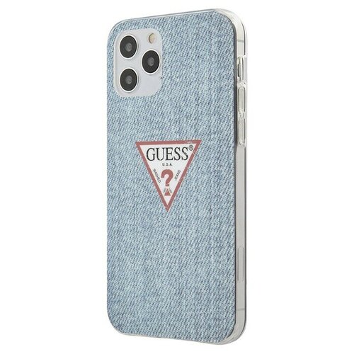 фото Guess чехол guess denim triangle logo hard для iphone 12 mini, голубой