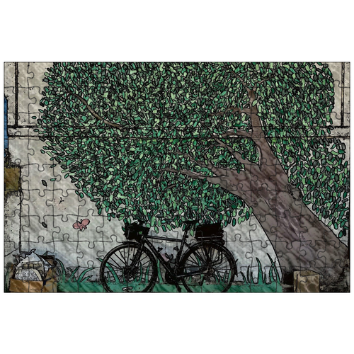 фото Магнитный пазл 27x18см."велосипед, изобразительное искусство, мультфильм" на холодильник lotsprints