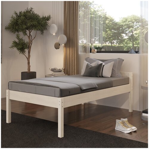 фото Высокая односпальная деревянная кровать hansales 100x200 см для здорового и крепкого сна