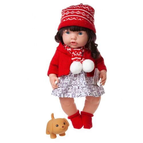 фото Пупс-кукла "baby ardana", в платье и красной курточке, в наборе с аксессуарами, в коробке, 40см китай