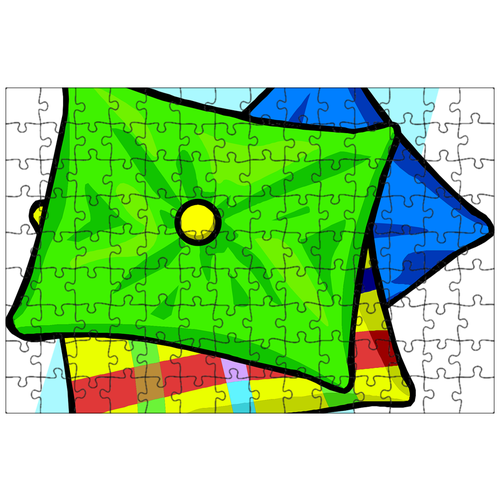 фото Магнитный пазл 27x18см."подушки, бросать, зеленый" на холодильник lotsprints
