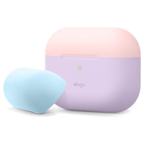 фото Чехол elago для airpods pro silicone duo lavender с крышками pink и pastel blue