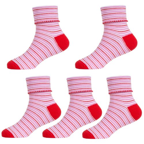фото Комплект из 5 пар детских носков lorenzline красные, размер 16-18