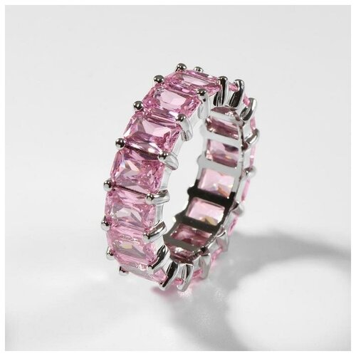 фото Кольцо "богатство" квадратные кристаллы. цвет розовый в серебре. размер 16 6766231 сима-ленд
