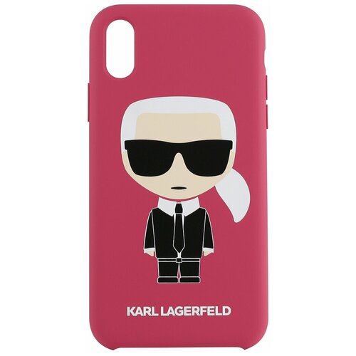 фото Чехол lagerfeld для iphone x/xs liquid silicone iconic karl hard fuchsia karl lagerfeld