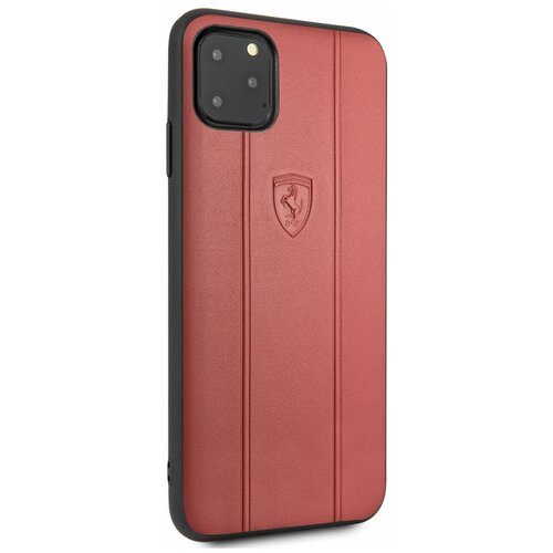 фото Чехол ferrari для iphone 11 pro max stamped logo embossed lines hard leather red