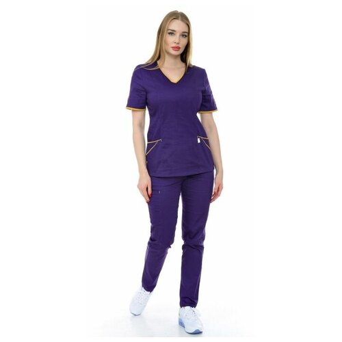 фото Костюм медицинский женский "сантана 2" 117.3.45 (52/фиолетовый с отд. горчичный/стрейч мед) medicalwear