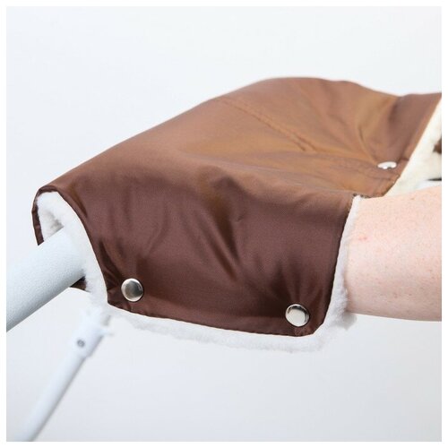 фото Муфта для рук на санки или коляску меховая, на кнопках, цвет коричневый карусель