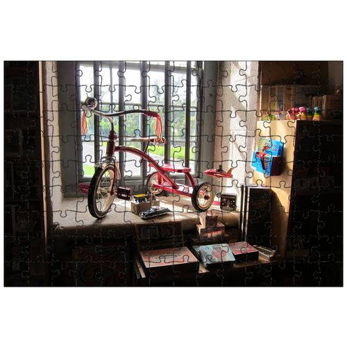 фото Магнитный пазл 27x18см."игрушки, окно, велосипед" на холодильник lotsprints