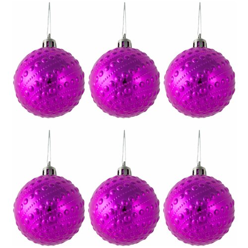 фото Набор ёлочных шаров 6 см, цвет розовый/фиолетовый, 6 шт. китай