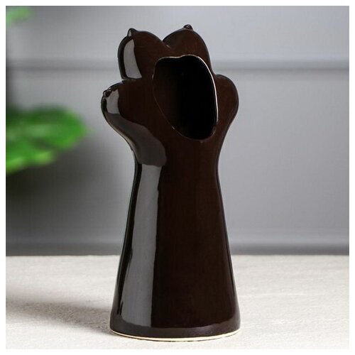 фото Ваза настольная "лапа", глазурь, черная, 21 см, керамика 5426154 . керамика ручной работы
