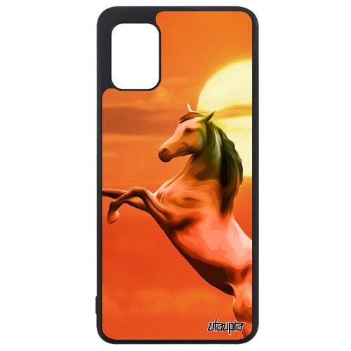 фото Противоударный чехол на смартфон // samsung galaxy a31 // "лошадь" скакун дизайн, utaupia, оранжевый