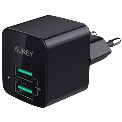 фото Сетевое зарядное устройство aukey travel charger dual port usb- a pa- u32 (black)