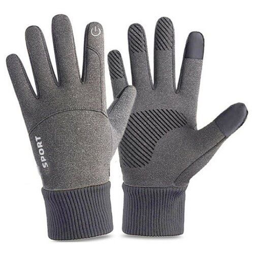 фото Зимние теплые флисовые перчатки grand price для сенсорного экрана, светло-серые