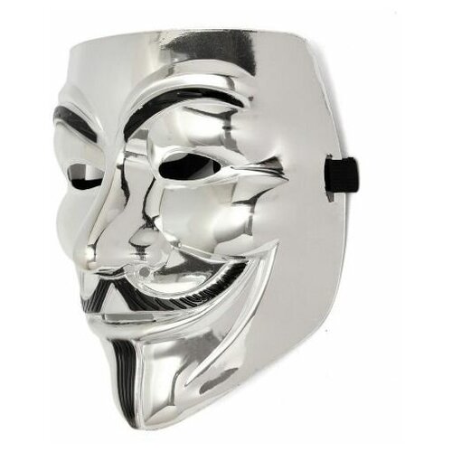 фото Карнавальная маска "гай фокс" (анонимус), серебристая смехторг