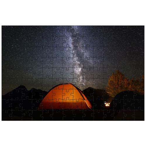 фото Магнитный пазл 27x18см."млечный путь, ночная фотография, палатка" на холодильник lotsprints