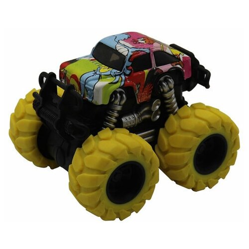 фото Машинка гоночная funky toys die-cast, 4*4, фрикционная, двойной реверс, желтые колеса 61042