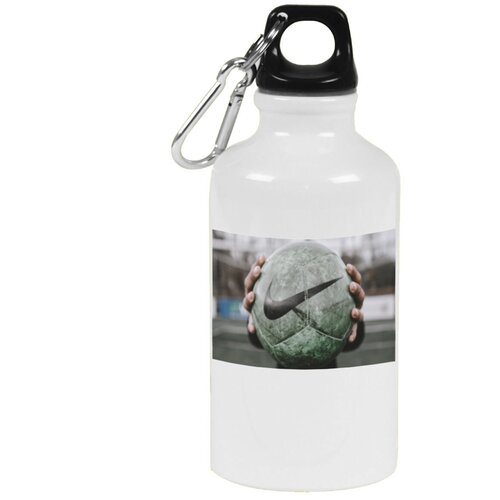 фото Бутылка с карабином coolpodarok футбол футбольный мяч в руках найк серый