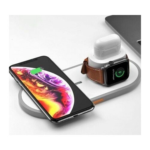 фото Беспроводное зарядное устройство earldom et-wc9 3 в 1 для смартфона / apple watch / airpods