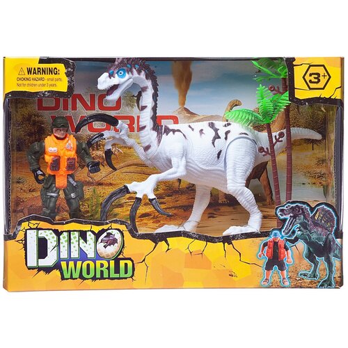 фото Набор игровой мир динозавров (большой динозавр, фигурка человека, акссесуары), в коробке - junfa toys [wa-14232]