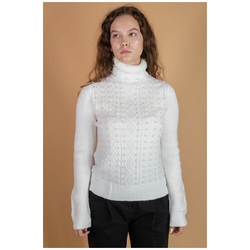 фото Fracomina свитер белый с жемчугом (xs)
