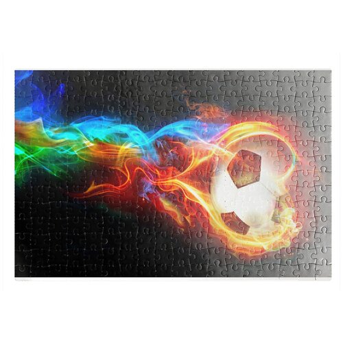 фото Пазлы coolpodarok футбол футбольный мяч огненый мяч огненый след 26х38см 252 элемента