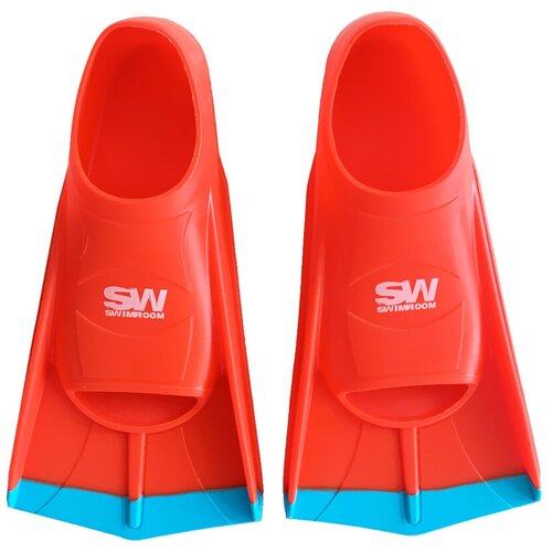фото Силиконовые короткие ласты для плавания / бассейна swimroom "short fins", размер 30-32, цвет красный с синим